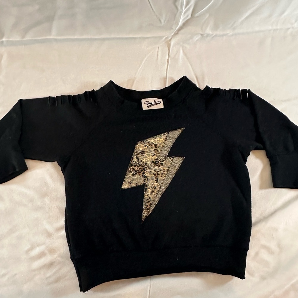 Designer- Random Hearts Black Sweatshirt with Gold Lightning Bolt